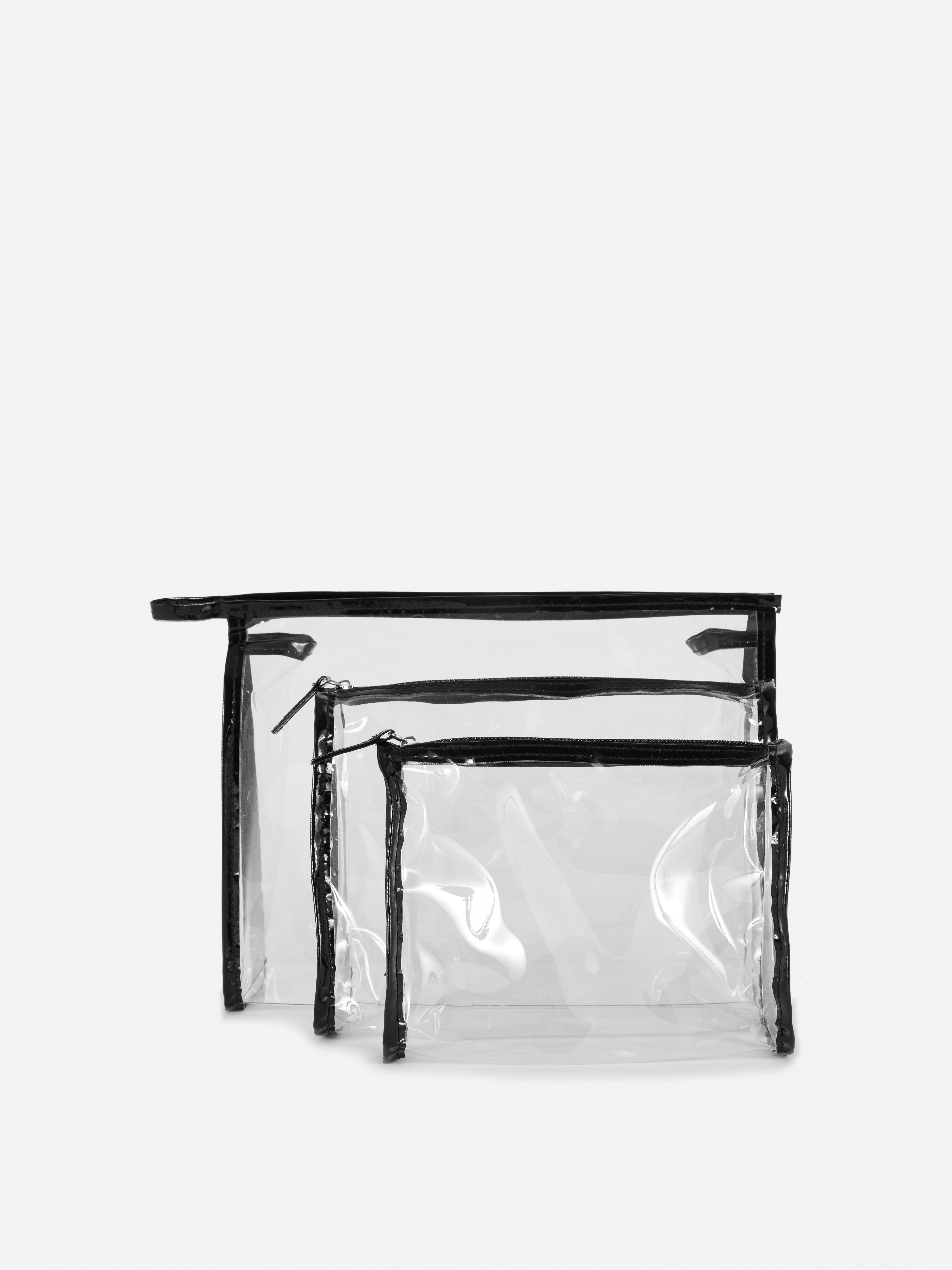 Truse de machiaj transparente, set de 3. Super practice, aceste truse de machiaj sunt disponibile în mai multe dimensiuni.