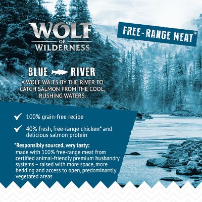 Wolf of Wilderness Adult «Blue River» - Frittgående kylling og laks