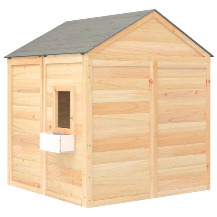 vidaXL Playhouse with Lockable Door/Flowers, Solid Fir Wood, Wooden Playhouse, Children's Play Area, 93687