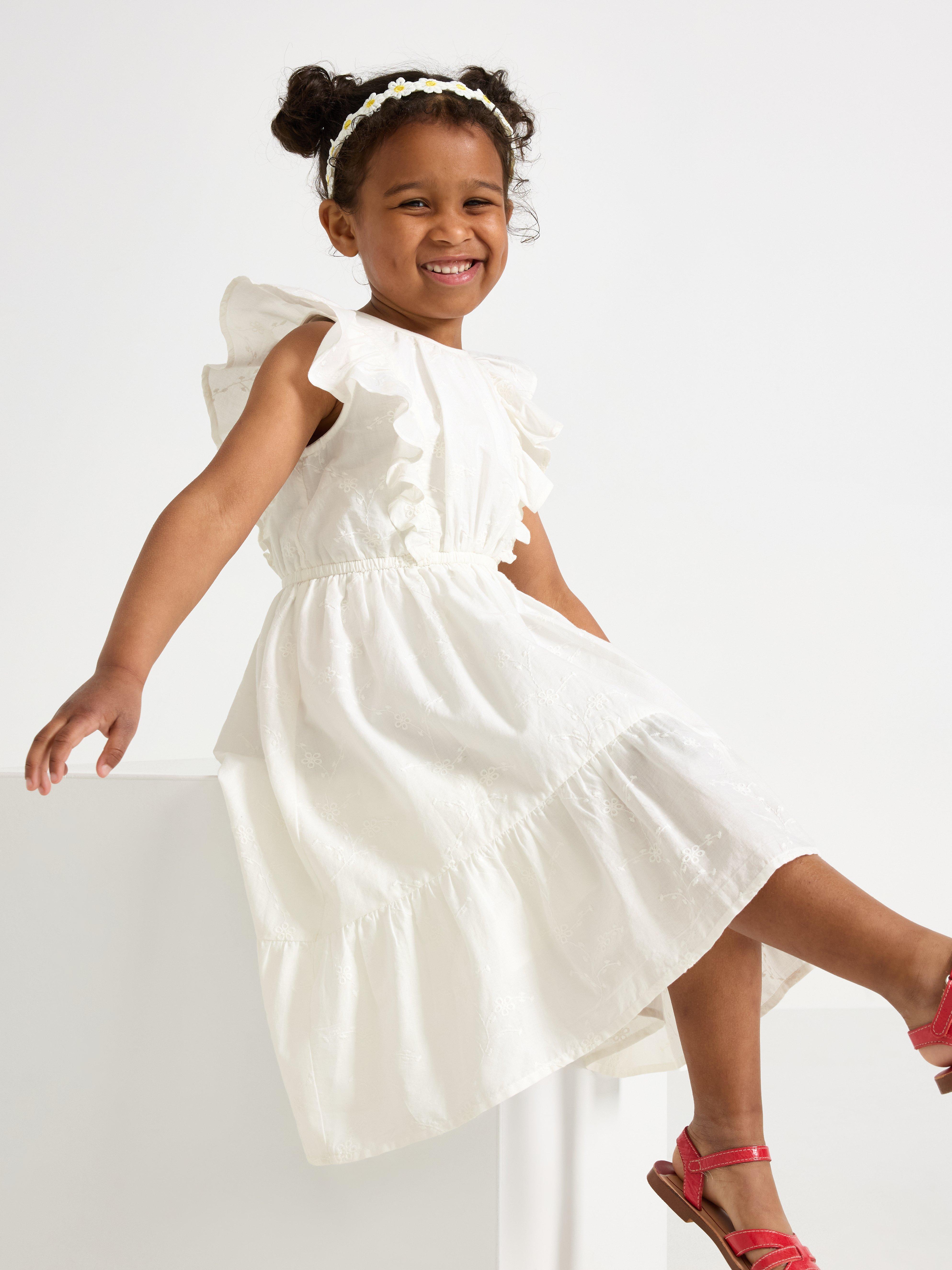 Rochie cu broderie Alb deschis la culoare