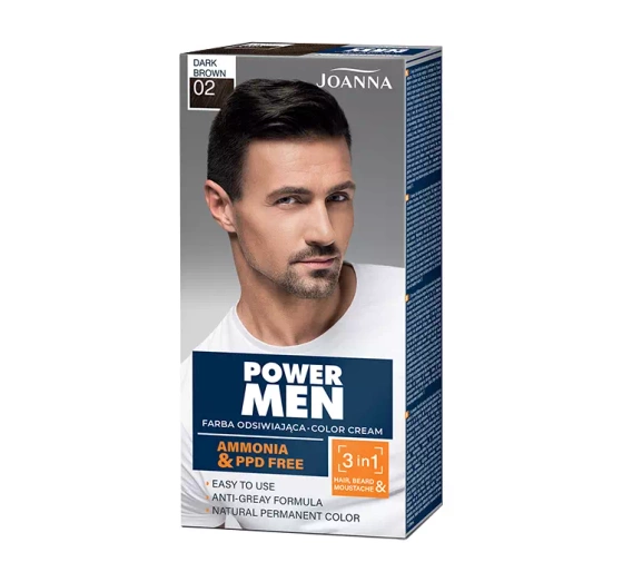 JOANNA POWER MEN COLOR CREAM FARBA DO WŁOSÓW DLA MĘŻCZYZN 02 DARK BROWN