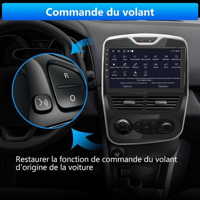 Autorradio AWESAFE Android 13 para Renault Clio 4 (2012-2016) 1GB+32GB con pantalla táctil de 10'' Carplay Android Auto GPS Bluetooth