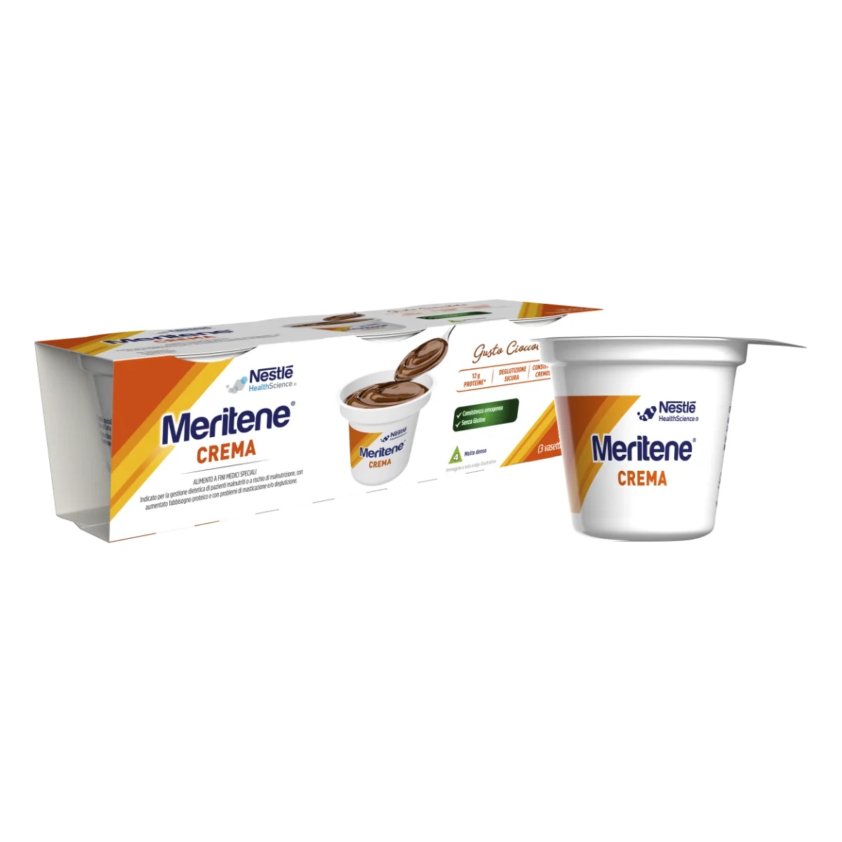 MERITENE Meritene Fuerza y Vitalidad Crema de Chocolate Postre alto en calorías con alto contenido en proteínas 3x125 g Crema alta en calorías