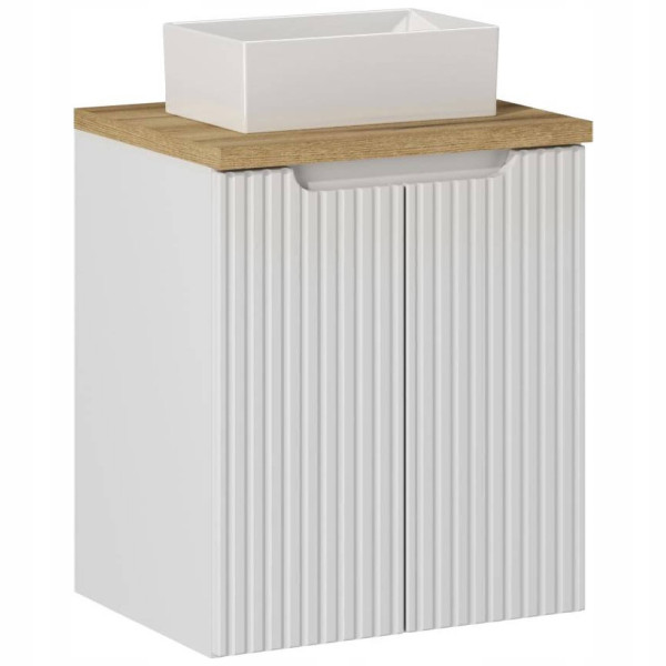 BIAŁA szafka pod umywalkę 50 cm NOVA WHITE 82-50-2D z blatem OAK i umywalką