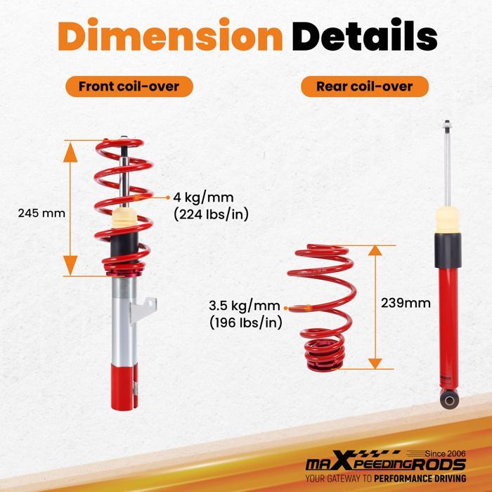 Coilover Suspension Kit for Audi A3 8P (FWD) 2003-2013 / TT 8J (FWD) 2006-2014