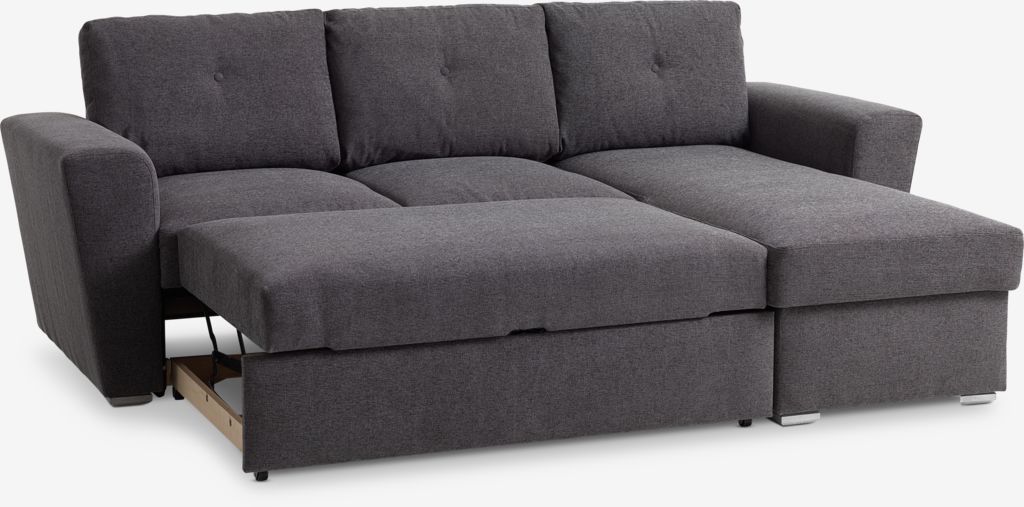 VEJLBY Sofa na razvlačenje s ležaljkom VEJLBY tamno siva tkanina