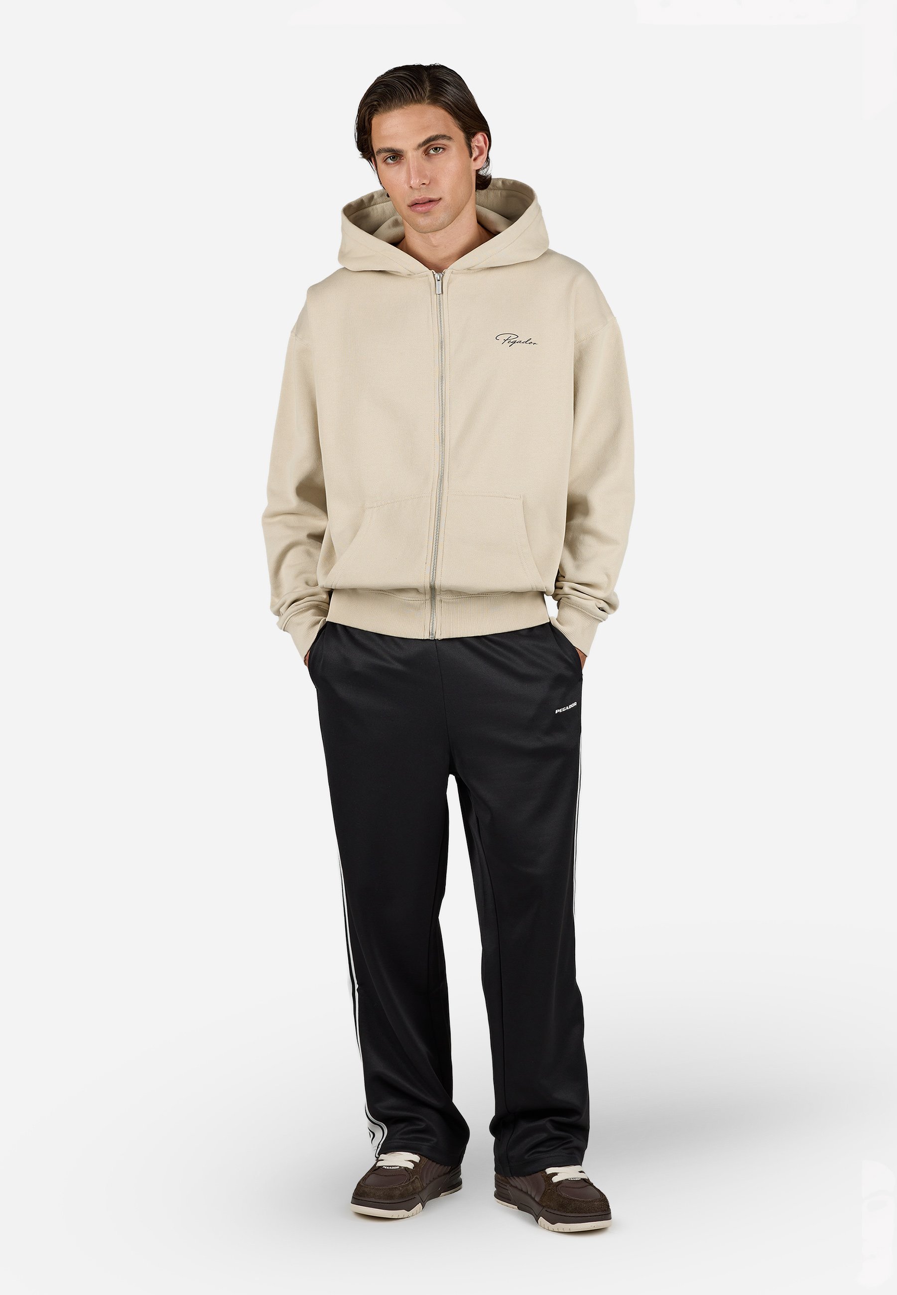Pegador PIKE JACKET - Felpa con zip - pietra lavata/nero