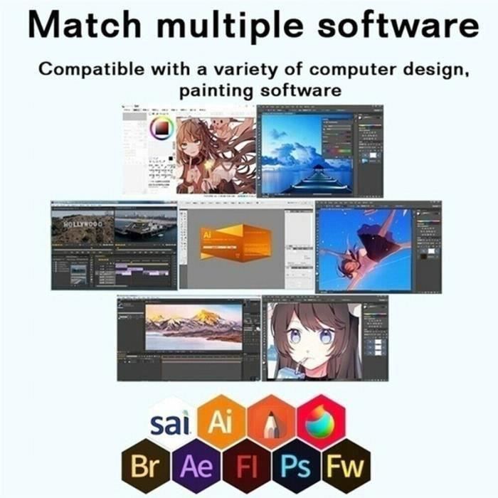 Tavoletta grafica, 10*6'' IPS HD, schermo per disegno digitale, display con penna