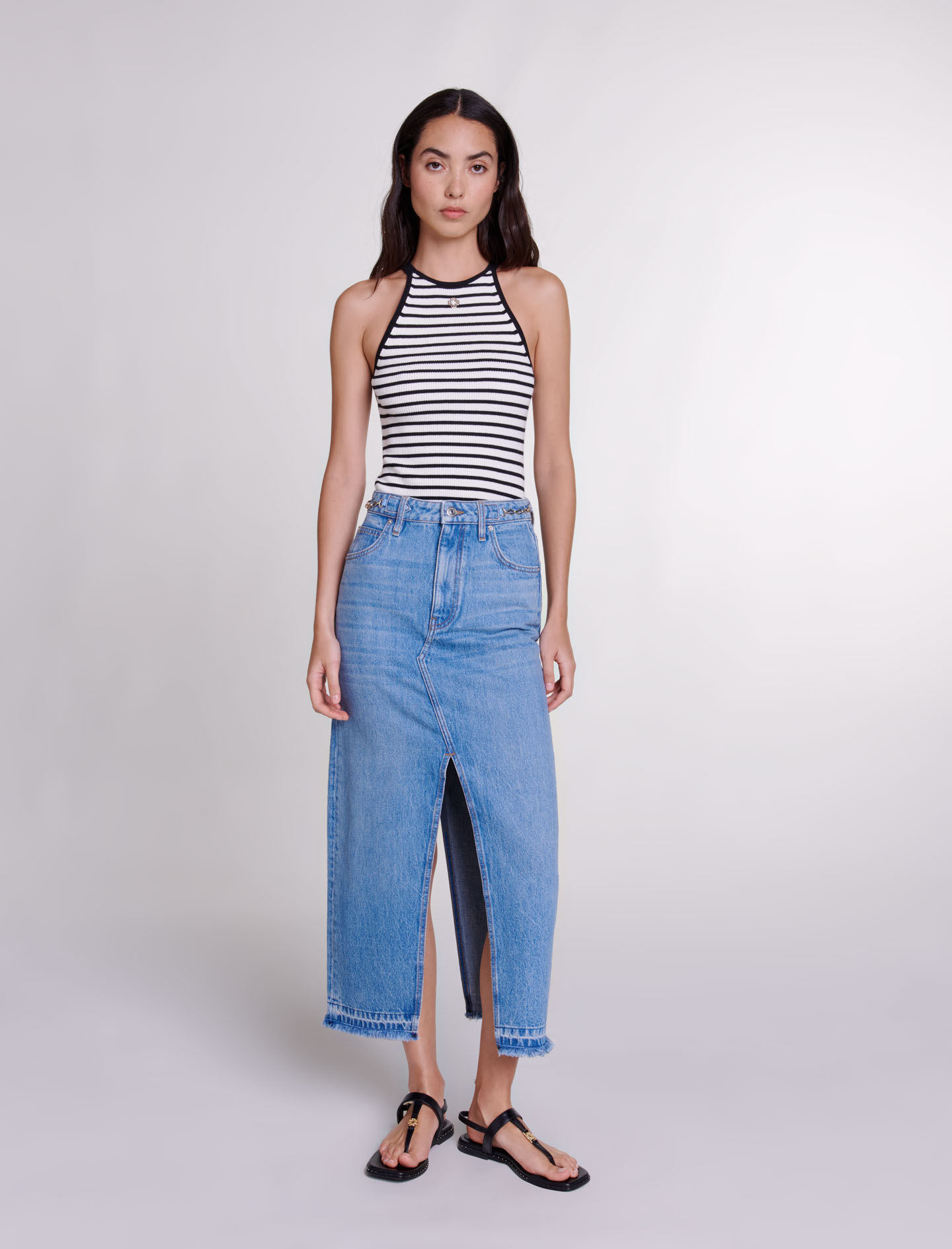 Fustă lungă din denim - Albastră