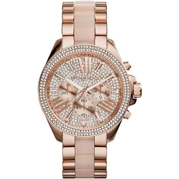 Montre femme Michael Kors MK6096 Wren chronographe acier doré rose