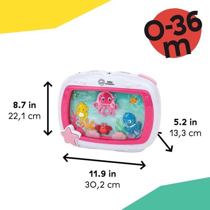 BABY EINSTEIN – Lámpara de noche para bebé Sueños Oceánicos – Sonidos musicales de acuario y océano, control remoto, rosa