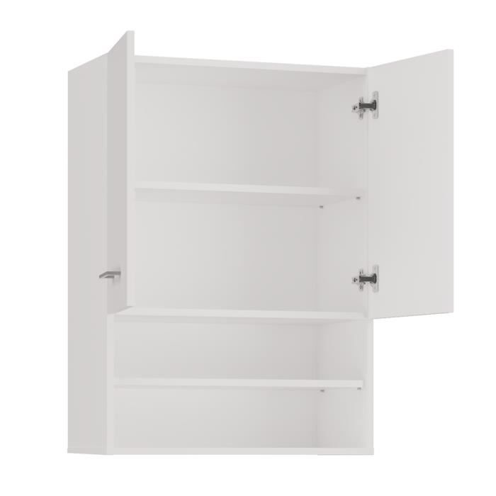 NELLIO - Armoire de toilette murale - Meuble SDB à suspendre - 64x30x90 cm - Rangement Salle de bain