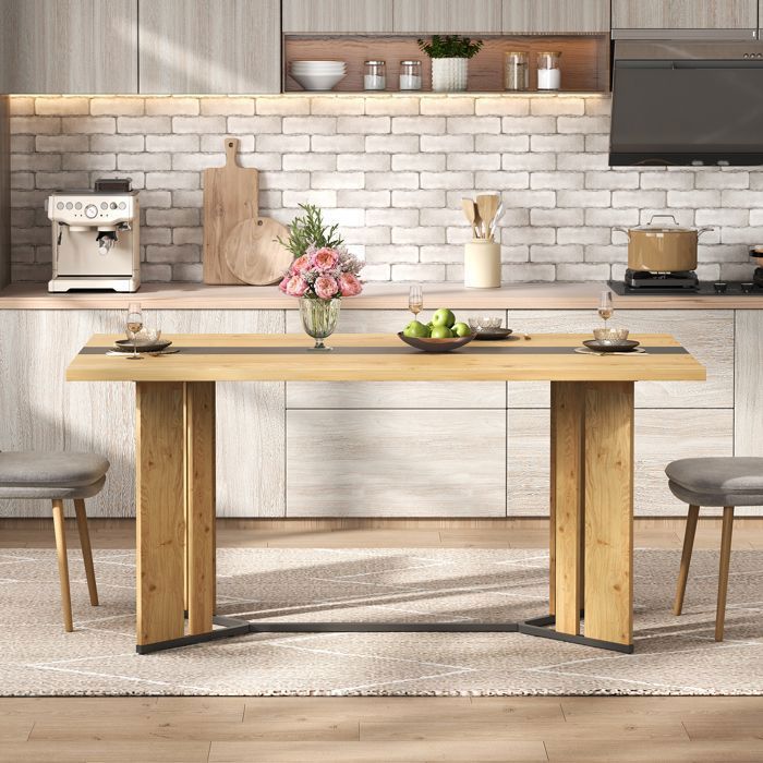 Tavolo da pranzo in stile scandinavo - 150 cm - Resistente all'acqua - MDF e metallo