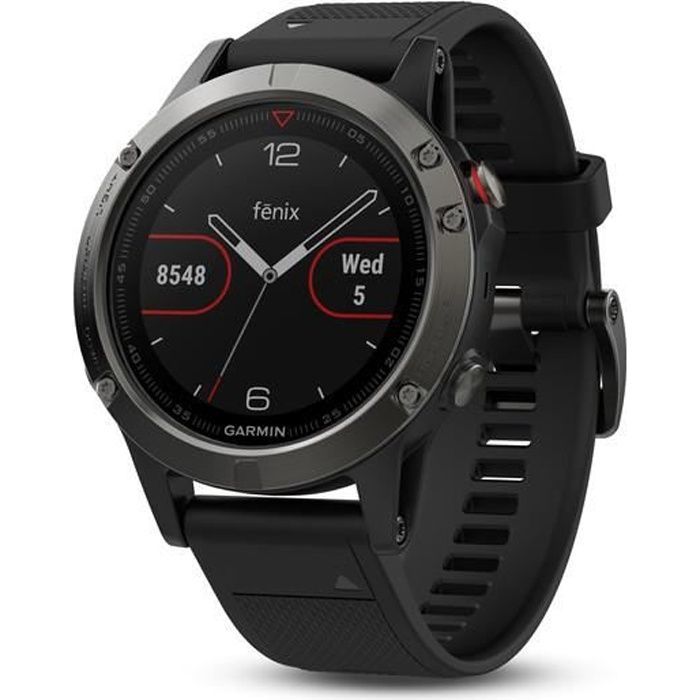 GARMIN Montre GPS Fenix 5 - 10 ATM - Noir et Gris - Mixte