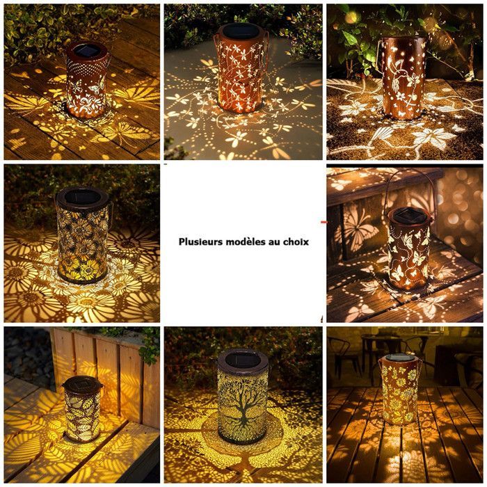 Hollow Metal Forest-Shaped Hanging Solar Lanterns - Waterproof LED Garden Decoration Lantern
