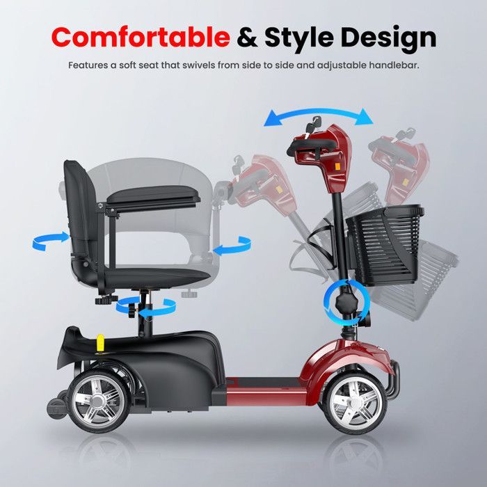X02 Electric Scooter - 4 Wheels - 25 km Range - 3 Speeds - Headlight and Horn Included - 136 kg - Swivel Seat