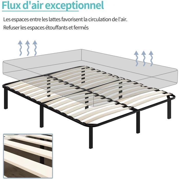 Base de cama de 160x200cm - Bases de cama de láminas Frixovel con 9 patas - Estructura de cama de 160x200 con base de láminas
