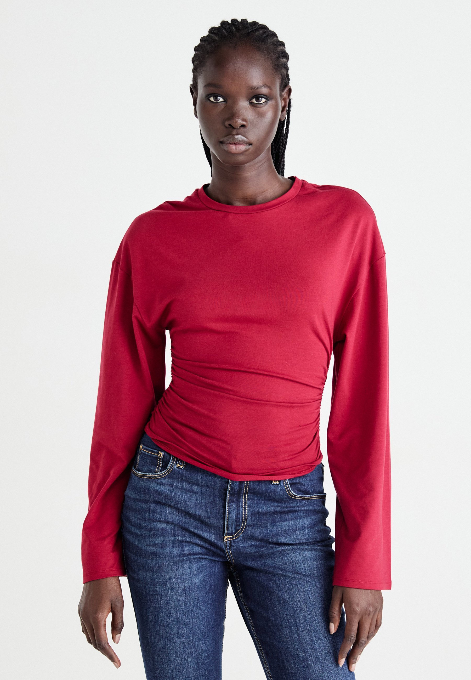 Gina Tricot SOFT TOUCH WIDE SLEEVE - Top met lange mouwen - rot