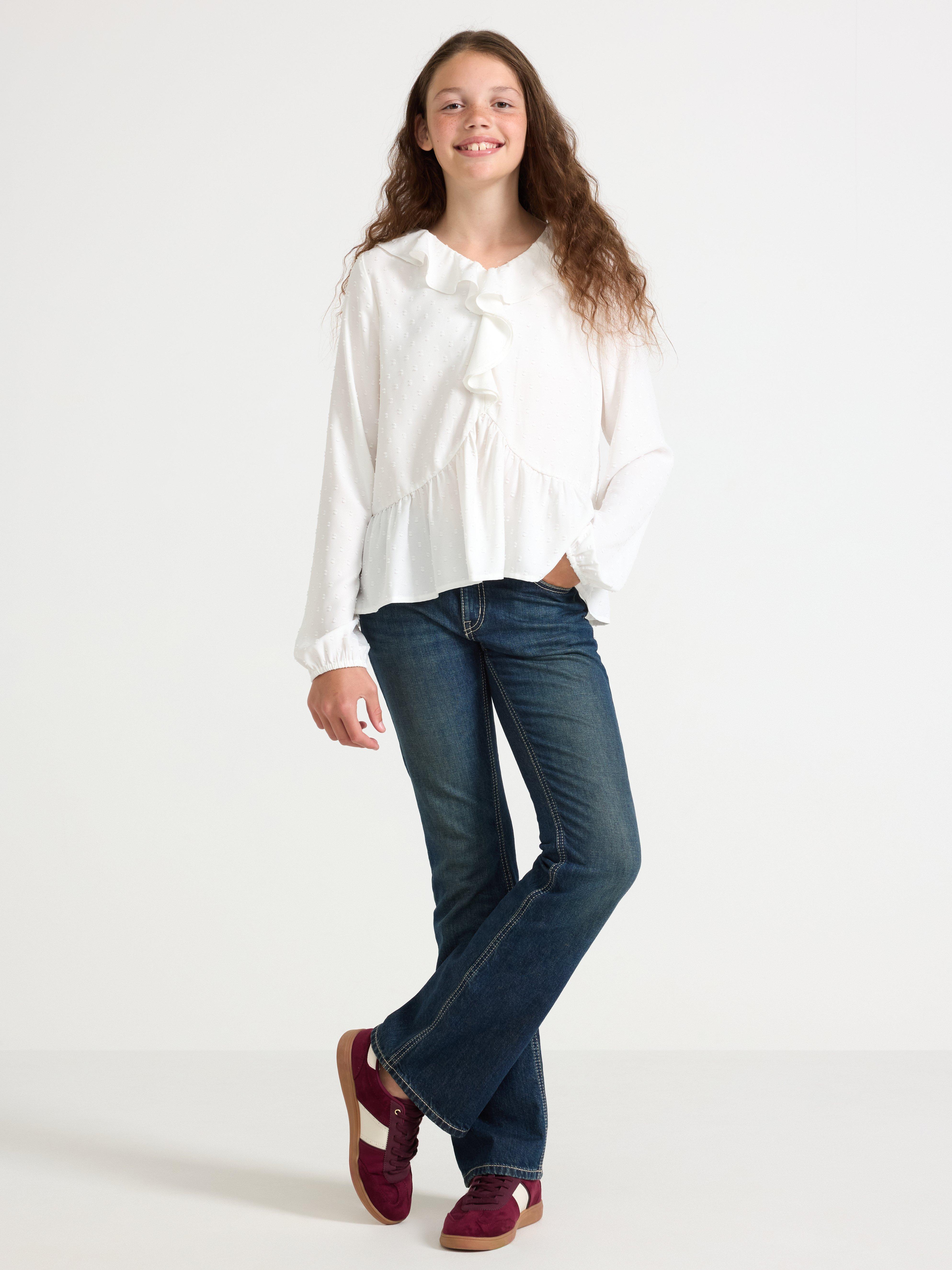 Blusa de manga larga color blanco roto