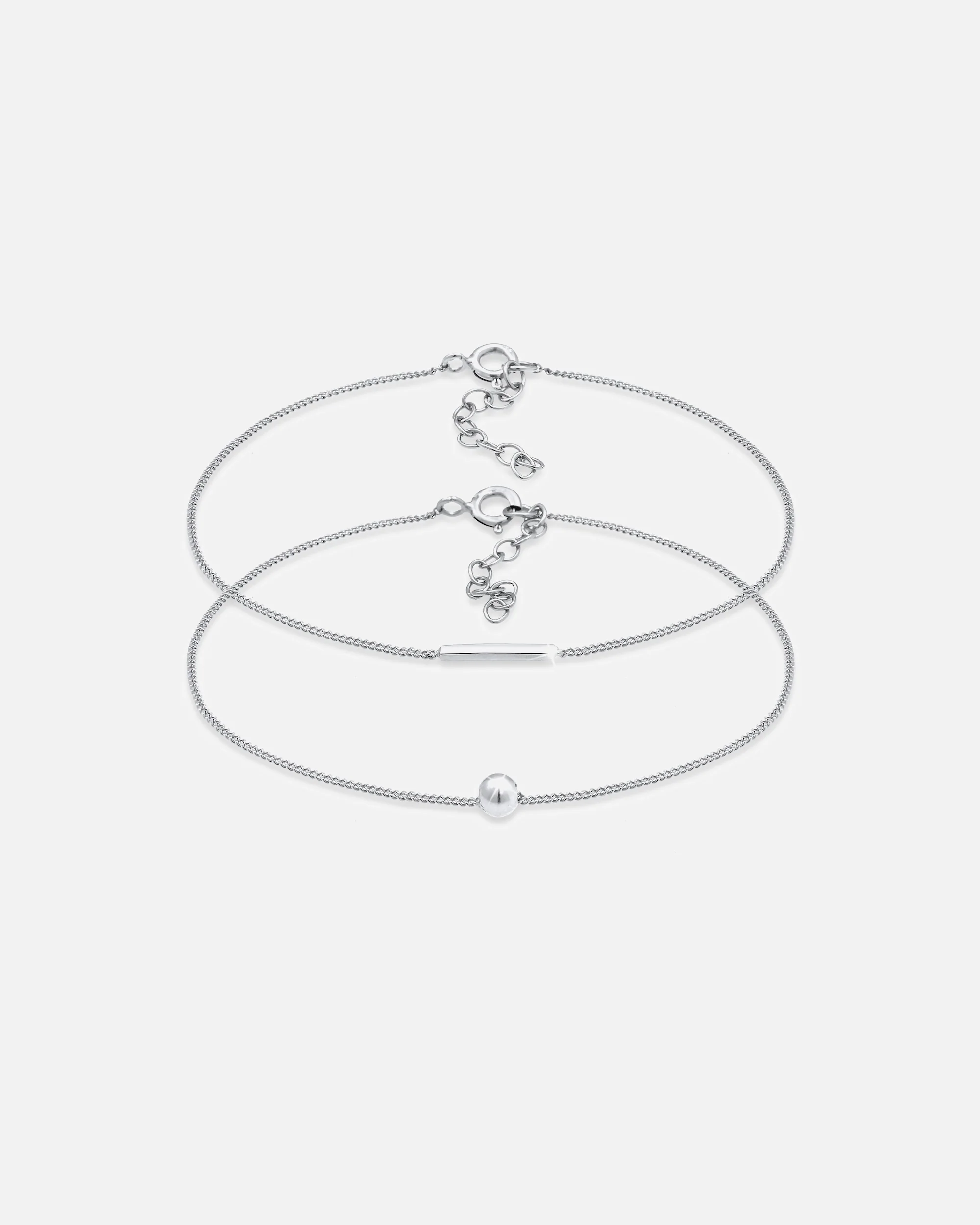 Elli Balle Barre Look Géo Basic Trend Blogger Minimal réglable Bracelet Femme - (925/1000) Argent