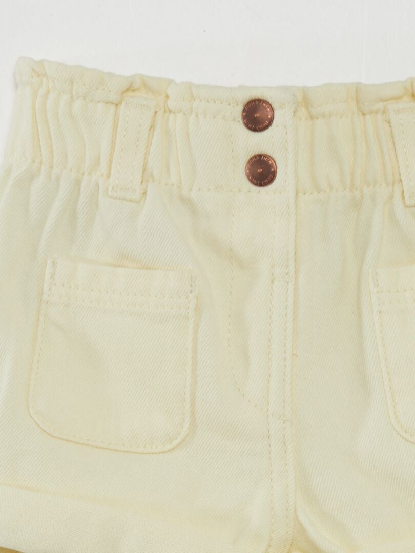 Gerimpelde denim shorts - GEEL