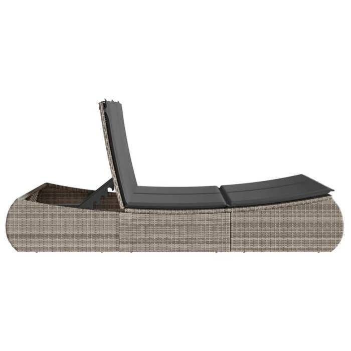 vidaXL Chaise longue double avec coussins gris résine tressée, transat, lit de jour d'extérieur, lit de jour de jardin, lit 368092