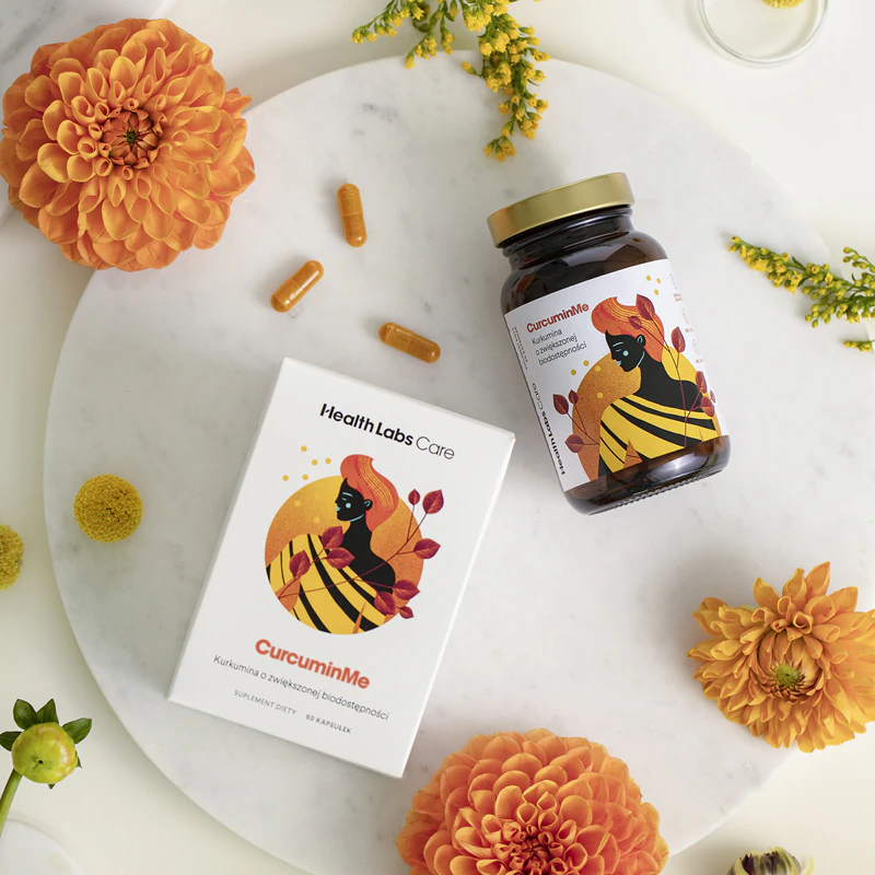 Cápsulas do suplemento alimentar CurcuminMe da Health Labs Care para fortalecer o sistema imunológico.