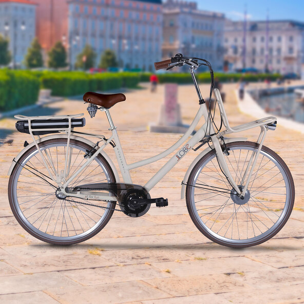 Alu-Elektro-City-Bike, Damen, béžová