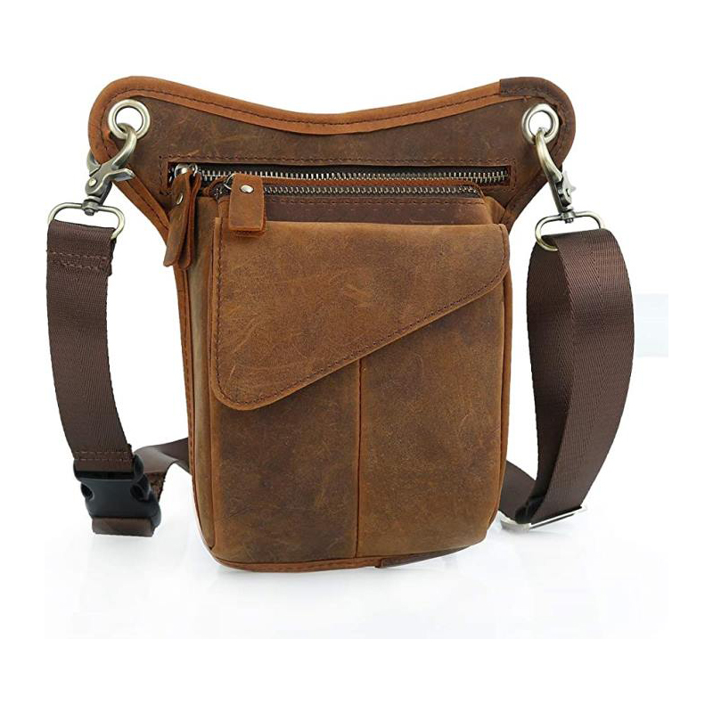 Sacoche de cuisse pour homme, sacoche à outils, sac tactique de cuisse, sac banane, sac de hanche pour vélo, sac de taille (Marron-106)