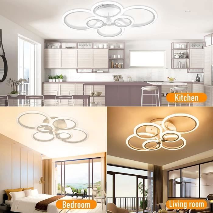 DORLINK DL1105 LED-plafondlamp - 6 ringen 76W - Wit met afstandsbediening - Geschikt voor slaapkamer of hal