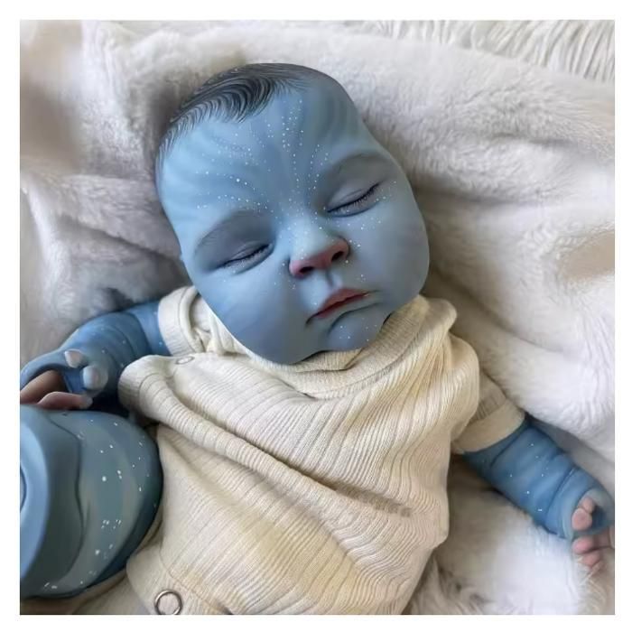 Bebé Reborn Avatar de 49 cm – Muñeca Reborn realista de vinilo de silicona – Bebé articulado durmiendo
