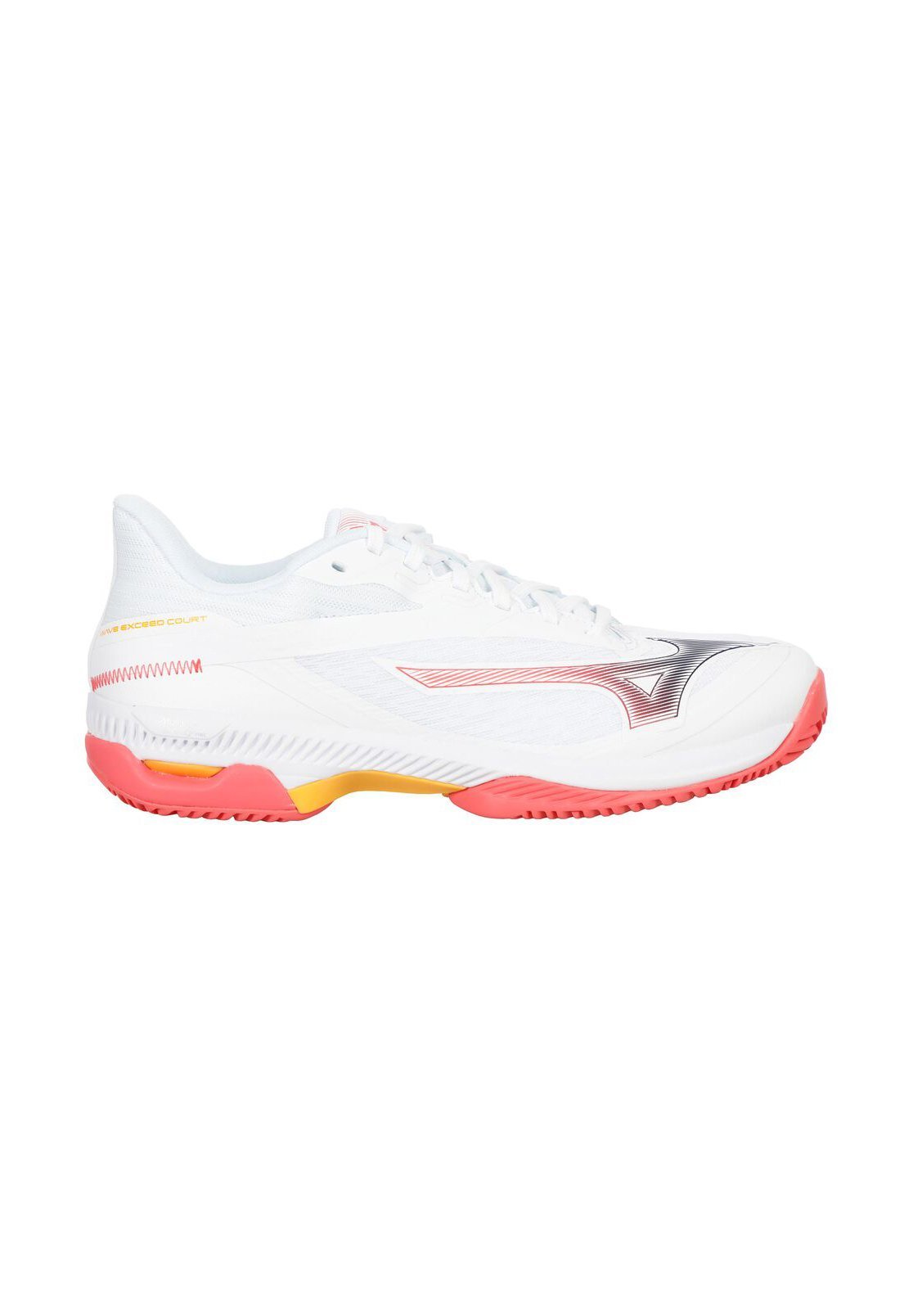 Mizuno WAVE EXCEED COURT CLAY - Scarpe da tennis per campi in terra battuta - bianco/corallo calypso/agrumi