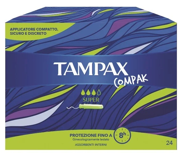 TAMPAX Tampax Compak Super Absorberende Inlegkruisjes voor Gemiddelde Doorstroming 24 Stuks