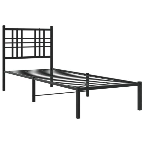 Metalowa rama łóżka z wezgłowiem czarna 75x190 cm