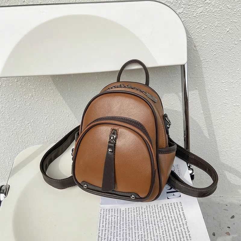 Nuovo zaino da donna in pelle di design alla moda, mini zaino multifunzionale piccolo e morbido per la scuola, borsa a tracolla da donna, borsa a mano da ragazza