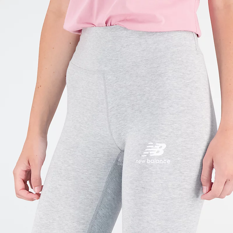 Leggings femininas Essentials com logo empilhado em algodão - Cinza Atlético