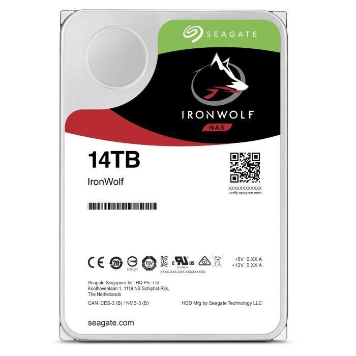 SEAGATE - Internal hard drive - Iron Wolf NAS - 14TB - 7,200 rpm - 3.5