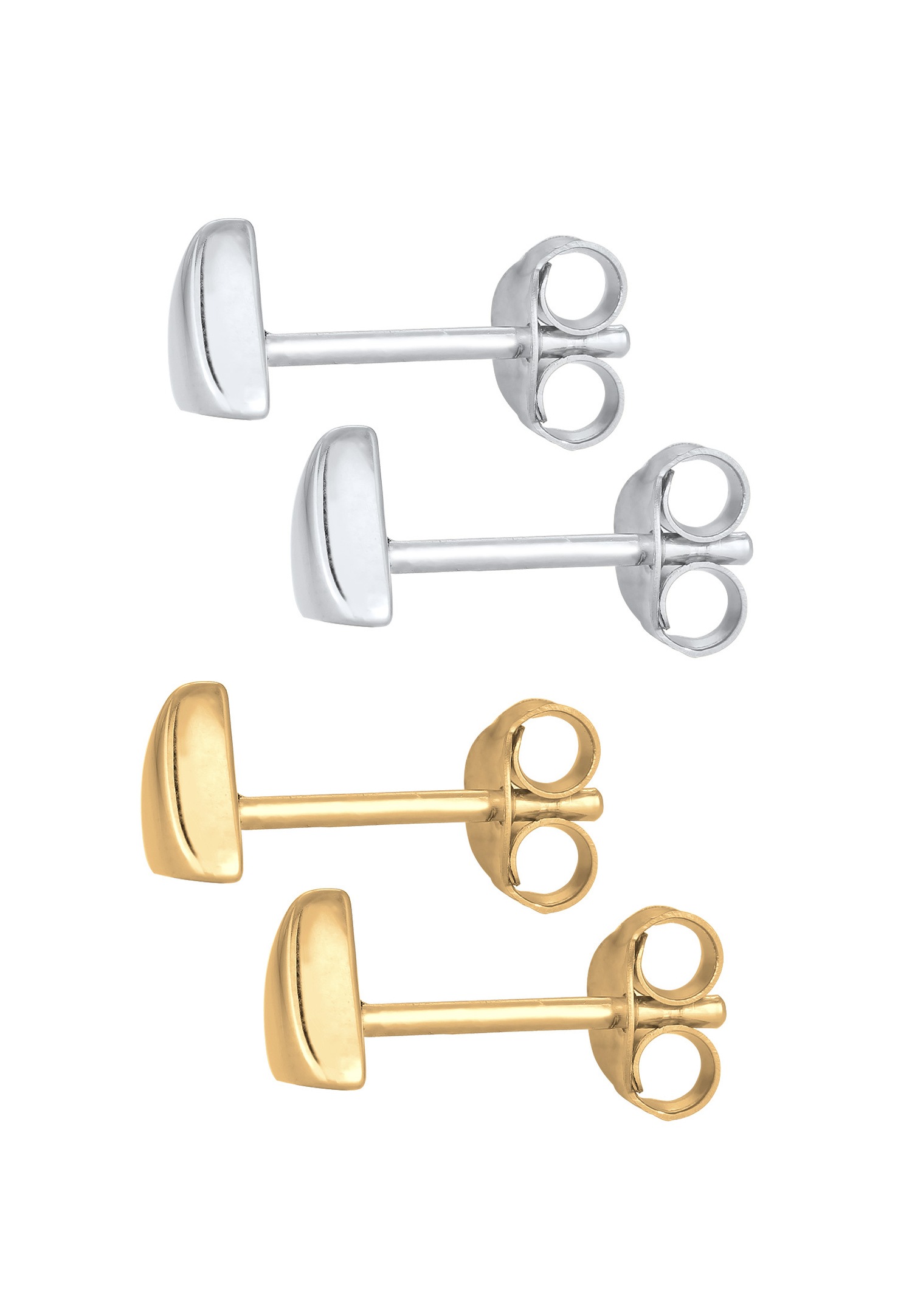 Elli Set Triangles Basic Minimal Bi-Couleur Clous d'Oreille Femme - (925/1000) Argent Plaqué Or