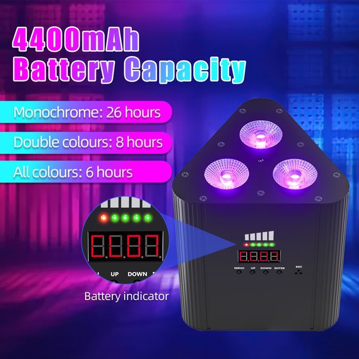 Luci da palcoscenico ricaricabili - UKING LED RGBW DMX per feste - Con telecomando per DJ, bar e discoteca - Confezione da 4