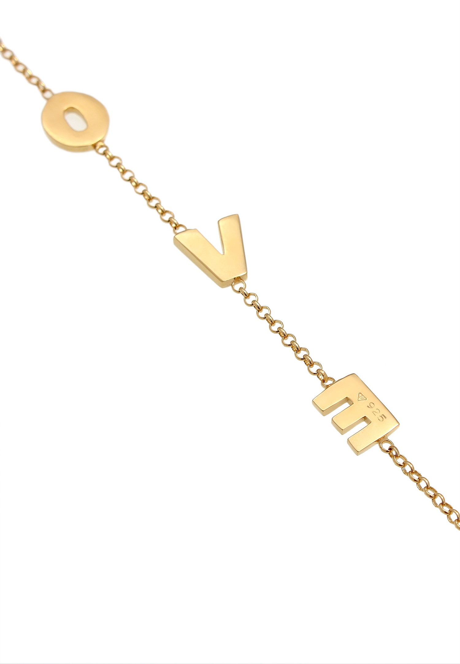 Elli Love Amour Libellé Réglable Bracelet Femme - (925/1000) Argent