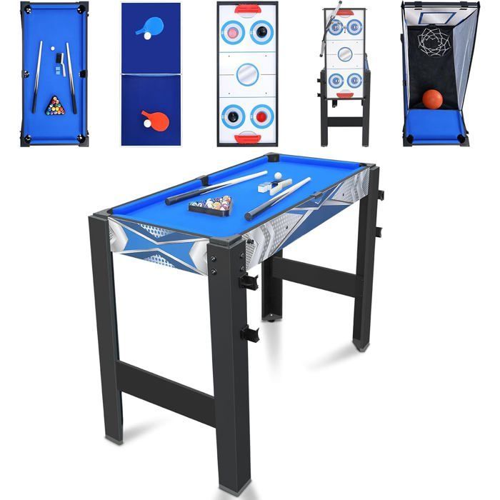 Tavolo da gioco multifunzione 5 in 1 per bambini - Con biliardo, tiro con l'arco, hockey, ping pong, pallacanestro e giochi interattivi genitore-figlio.