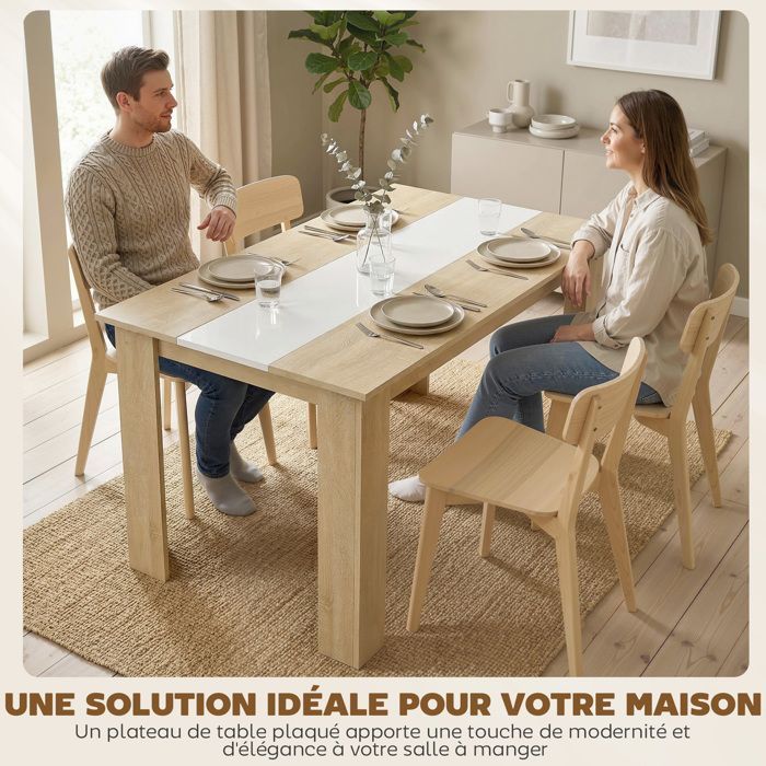 HOMCOM - Mesa de comedor - Tablero de partículas - 120x69x75cm - Madera natural