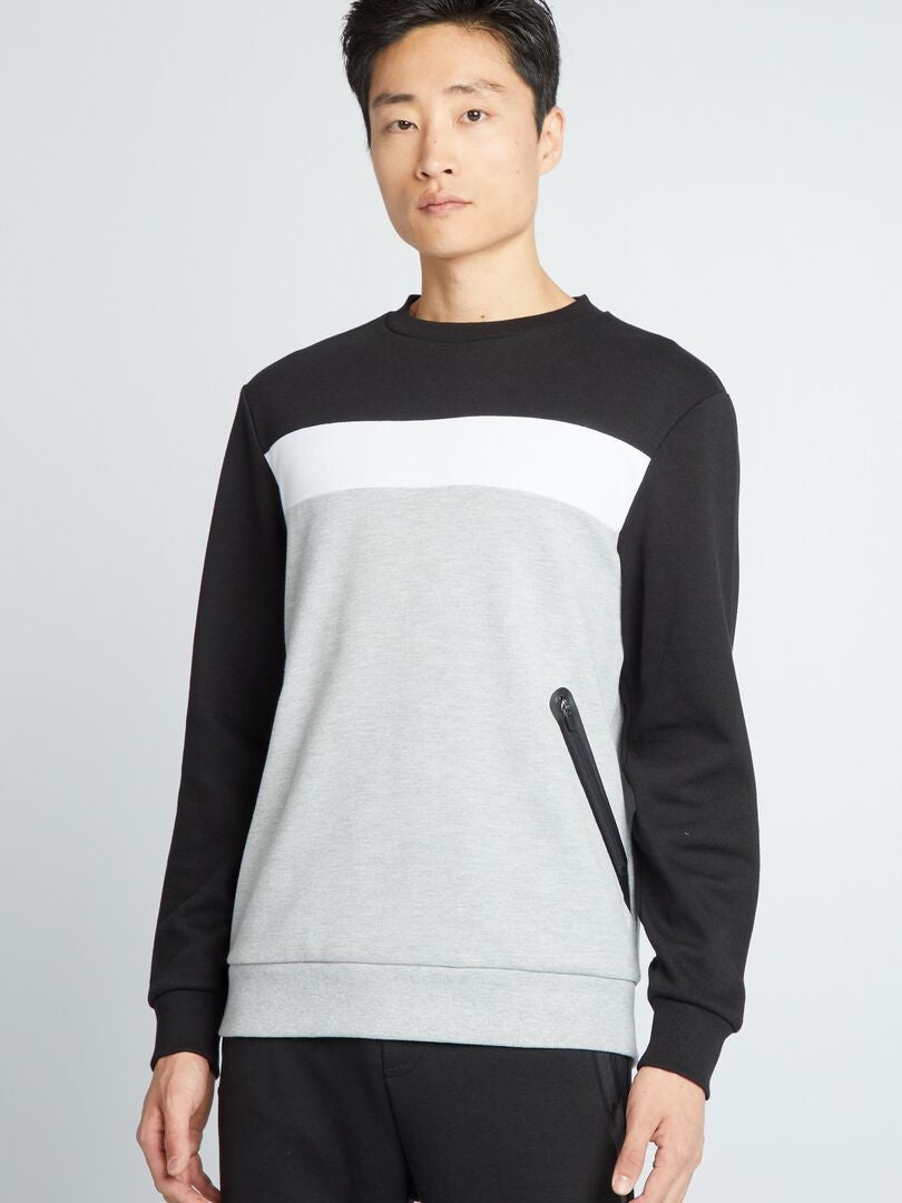 Katoenen piqué sweatshirt - GRIJS