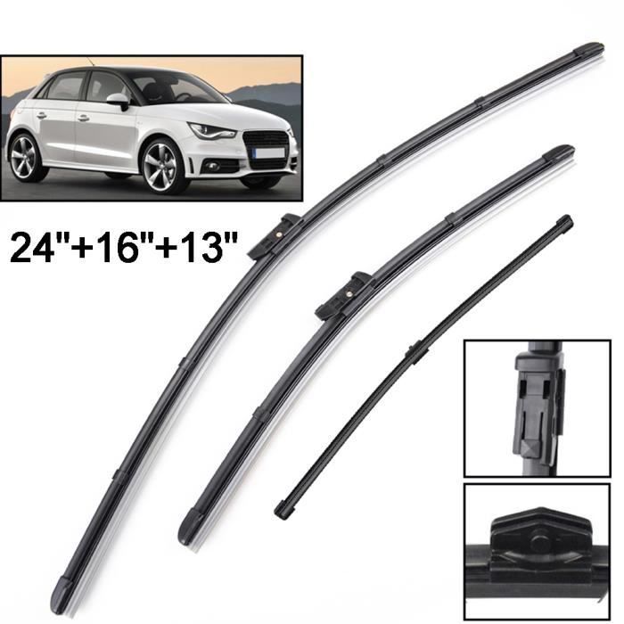 Lot de 3 Balais d'essuie-glace avant + arrière pour Audi A1 MK1 2010 2011 2012 2013 2014 2015 2016 2017