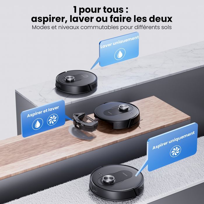 PROSCENIC Q8 Max+ Robotstofzuiger en -dweil - 10000 Pa - 4L zelfledigend laadstation - 200 min looptijd - LDS-navigatie - APP/Alexa/IFTTT