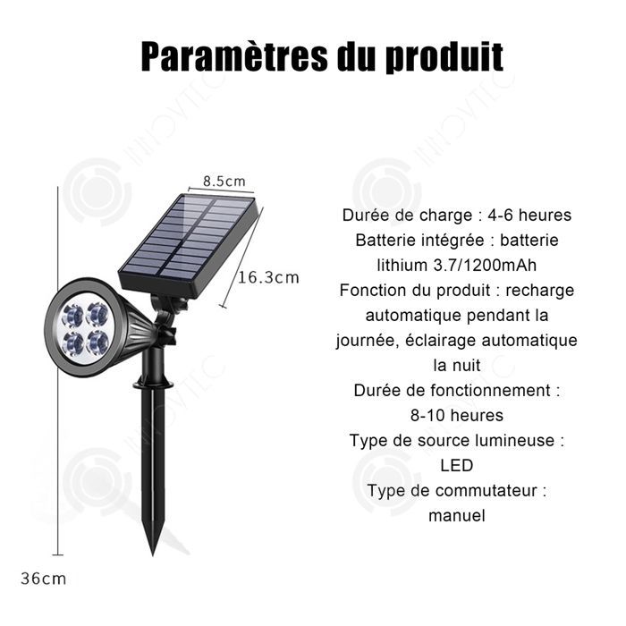 INN Solar Spot 2 pezzi Faretti LED da esterno super luminosi Impermeabili Faro solare da esterno