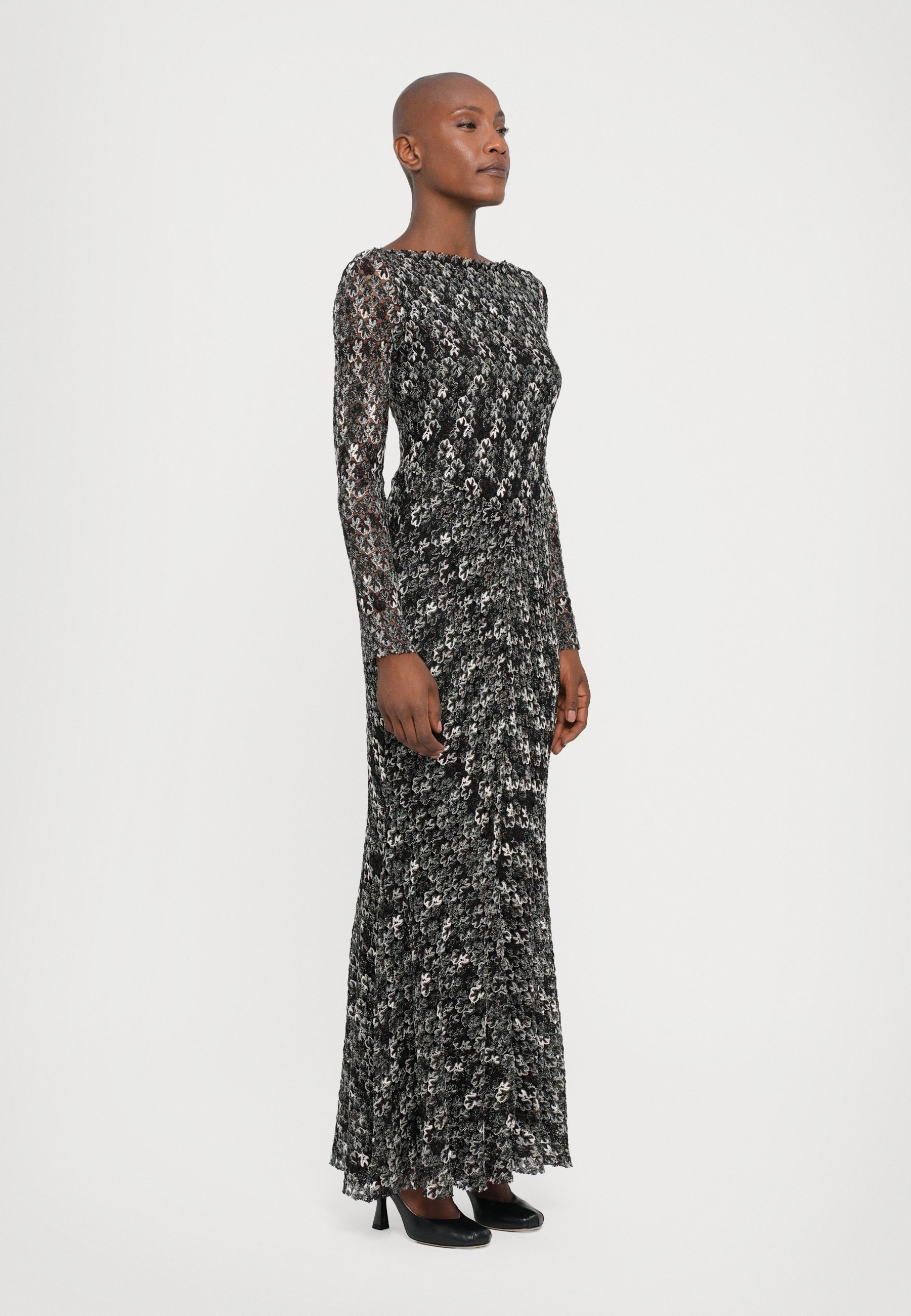 Missoni lange jurk - cocktailjurk / feestjurk - donkerbruin/zwart