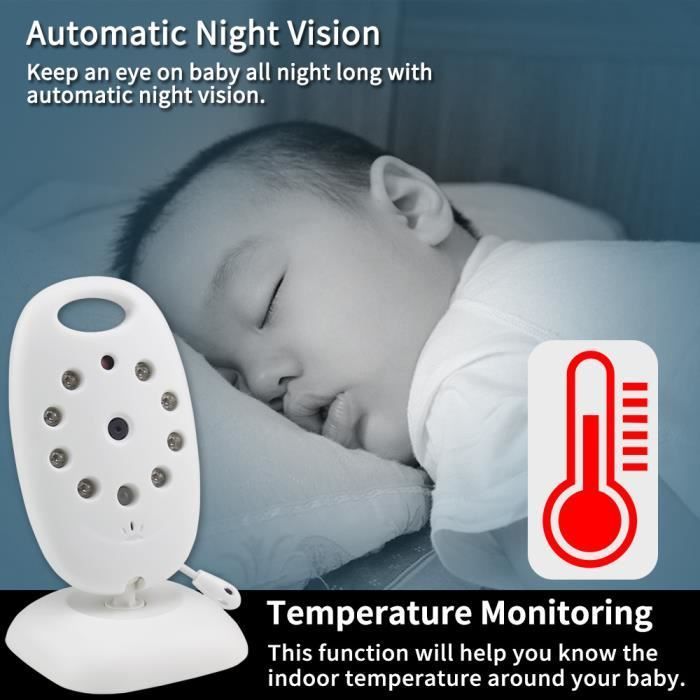 Monitor de video para bebés, visión nocturna, cámara de seguridad para bebés, control de temperatura, con 8 nanas, monitor para bebés