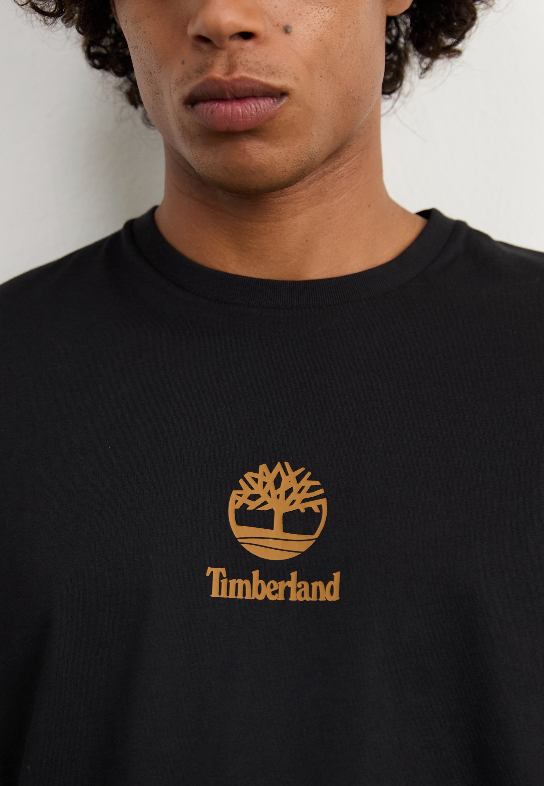 Timberland SMALL LOGO PRINT TEE LEMON PEPPER - T-shirt stampata - nera