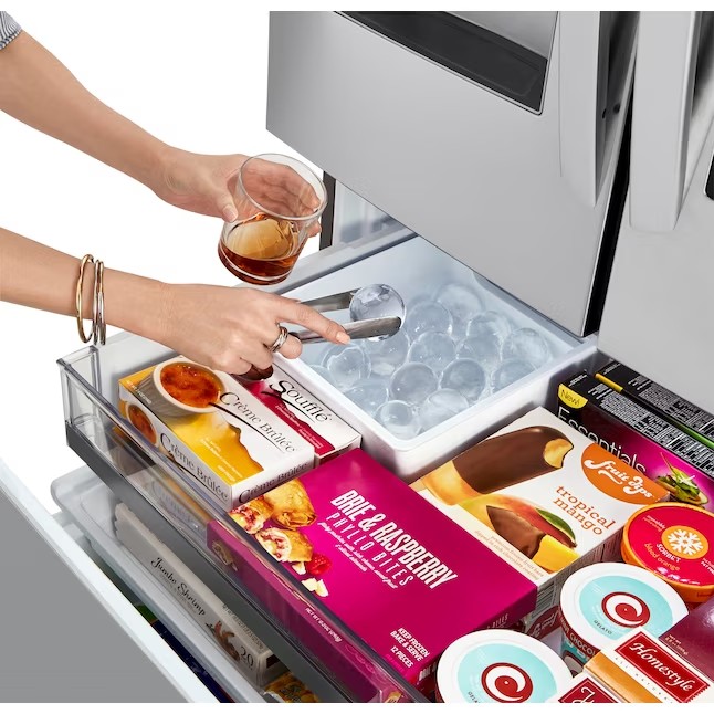 Frigider inteligent LG Craft Ice Smart, cu 4 uși, cu capacitate de 27,8 picioare cubice, compatibil cu WiFi, cu mașină de gheață dublă (rezistent la amprente), ENERGY STAR